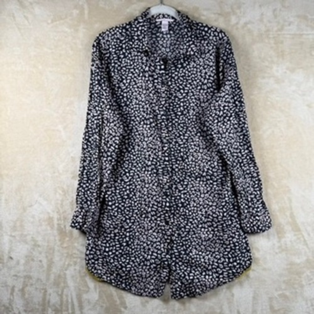 Victoria's Secret M Leopard Print Sleep Shirt Pink Black Gold Metallic Oversized
